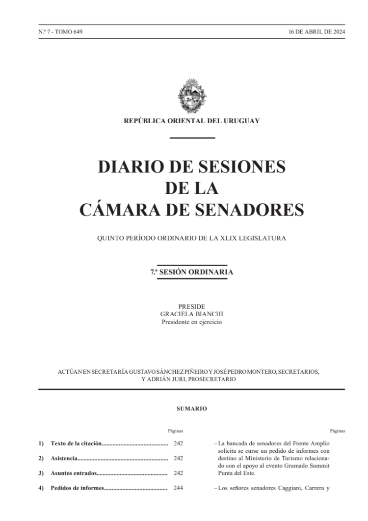 DIARIO DE SESIONES DE LA CAMARA DE SENADORES del 16/04/2024